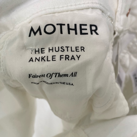 MOTHER The Hustler Ankle Fray In Fairest Of Them All White High Rise Jeans 24 - Picture 12 of 15
